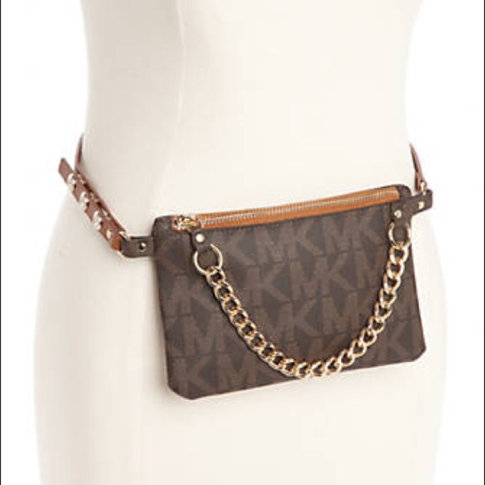Michael Kors MK logo belt bag leather snap strap
